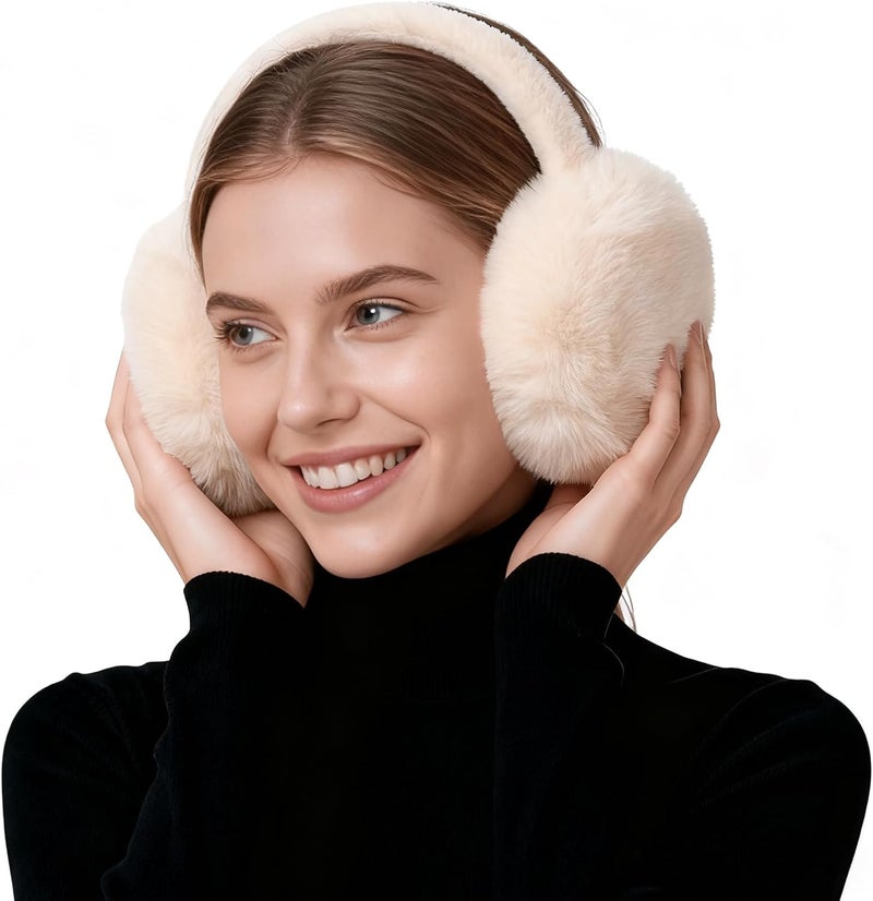 Cutecrop Ear Muffs for Winter Women, Earmuffs for Women Winter Ear Muffs Foldable Soft Faux Furry Ear Warmers Covers - Image 1
